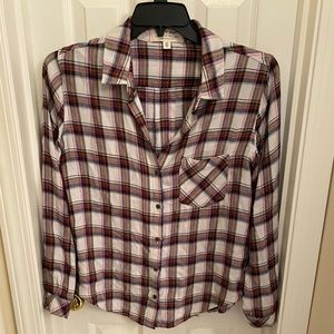 Anthropologie Cloth & Stone Plaid Button Shirt chore barn outdoors lightweight
